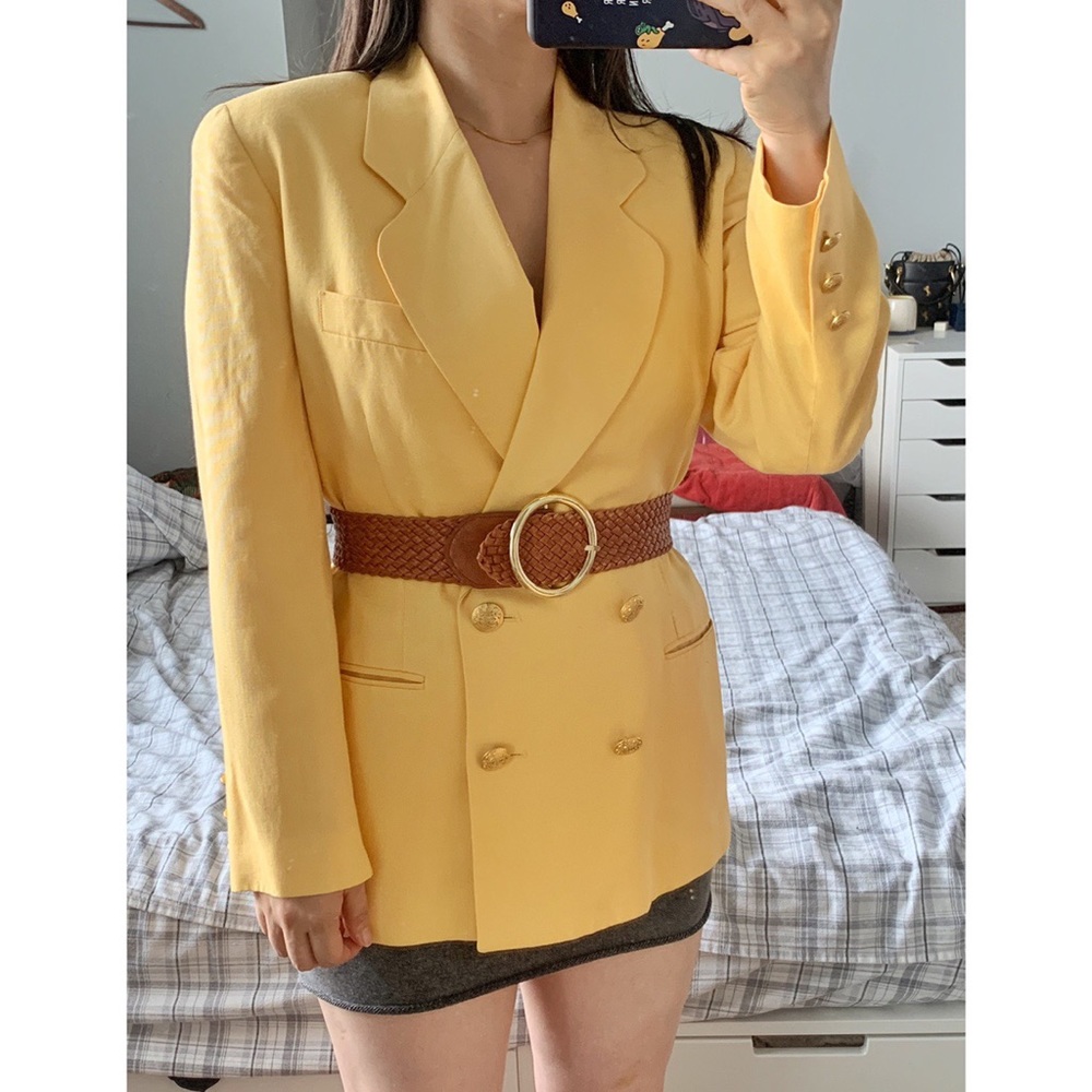 Vintage Talbot yellow blazer with gold buttons.
